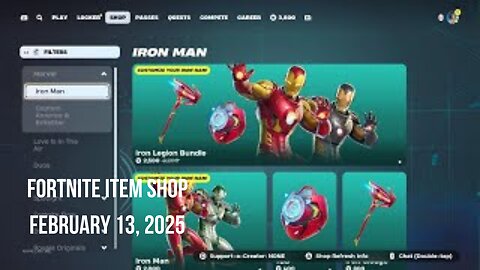 Fortnite Item Shop|February 13, 2025(*New* Iron Man Legion Bundle & More)