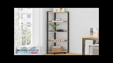 Corner Shelf Stand Corner Bookshelf Storage Standing Shelf Unit with Metal Frame Review