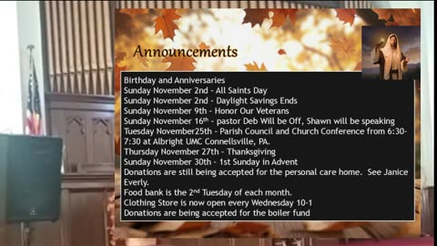 October 26th 2025 Point Marion United Methodist Church 11am Service