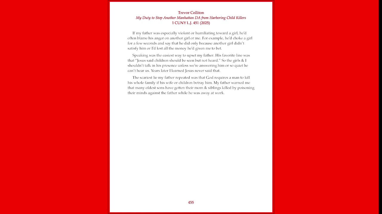 (PART 16) My Duty to Stop Another Manhattan DA from Harboring Child Killers