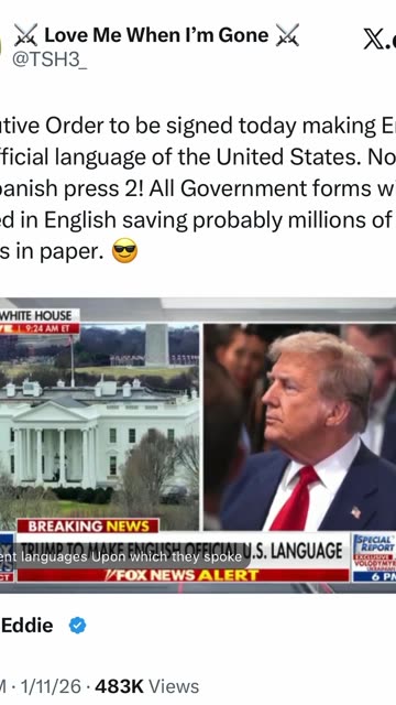 BREAKING⛔️TRUMP SIGNS EXECUTIVE ORDER MAKING ENGLISH THE OFFICIAL LANGUAGE OF THE U.S.