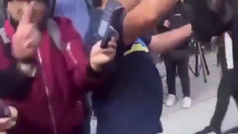 Muslim woman at pro-Palestine rally to "Queers for Palestine" activist: Get out!