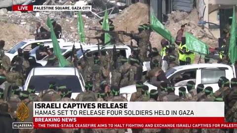 Hamas Convoys rech Gaza city square ahead of expected captive release