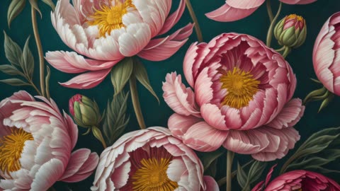 Peonies in Bloom by Art is the Wolf : 4K Screensaver for TV Frame