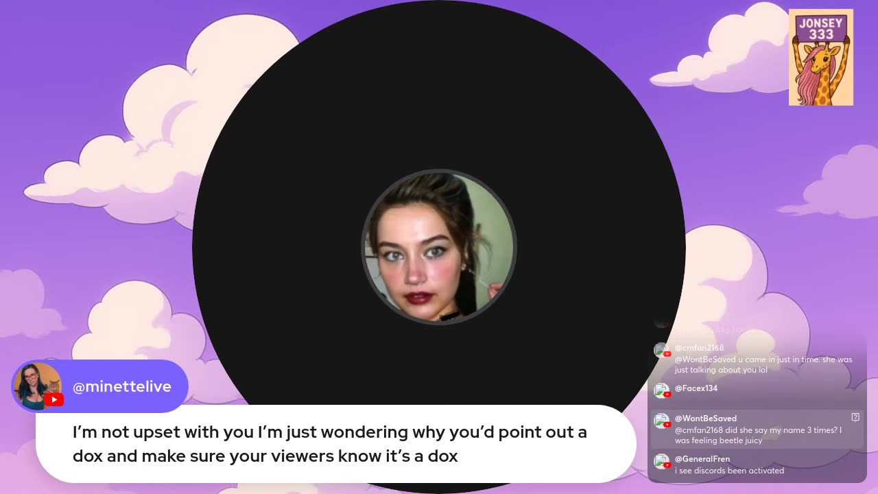 12/08/25 Victoria J VOD: "Shes so lucky shes a star 🦒"