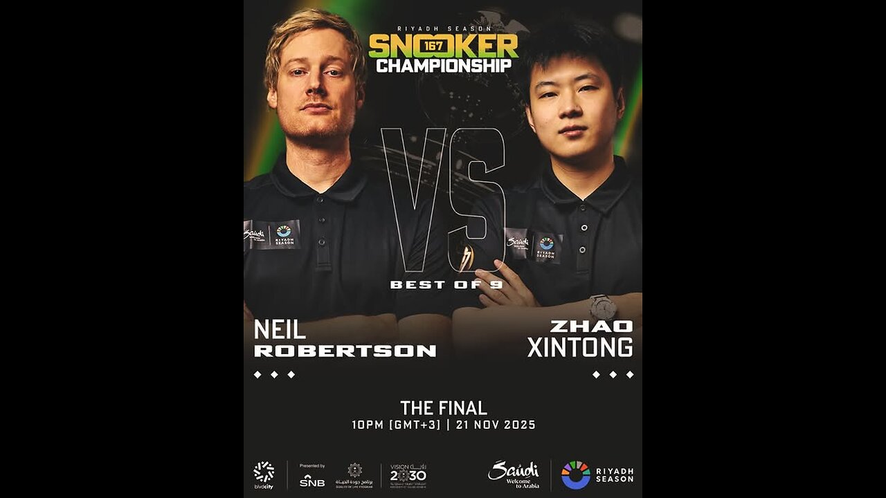 🔴 ถ่ายทอดสดสนุกเกอร์ 🇨🇳 จ้าว ซินถง VS นีล โรเบิร์ตสัน 🇦🇺 ศึก ริยาดห์ ซีซั่น