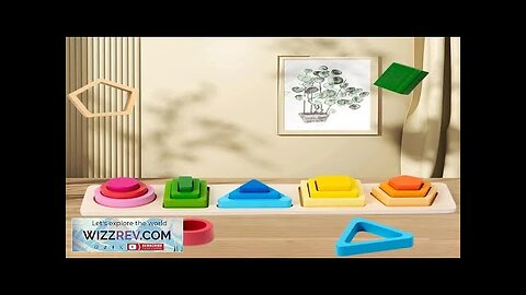 Montessori Wooden Geometric Shape Five Sets of Columns Blocks Assembling Children's Review