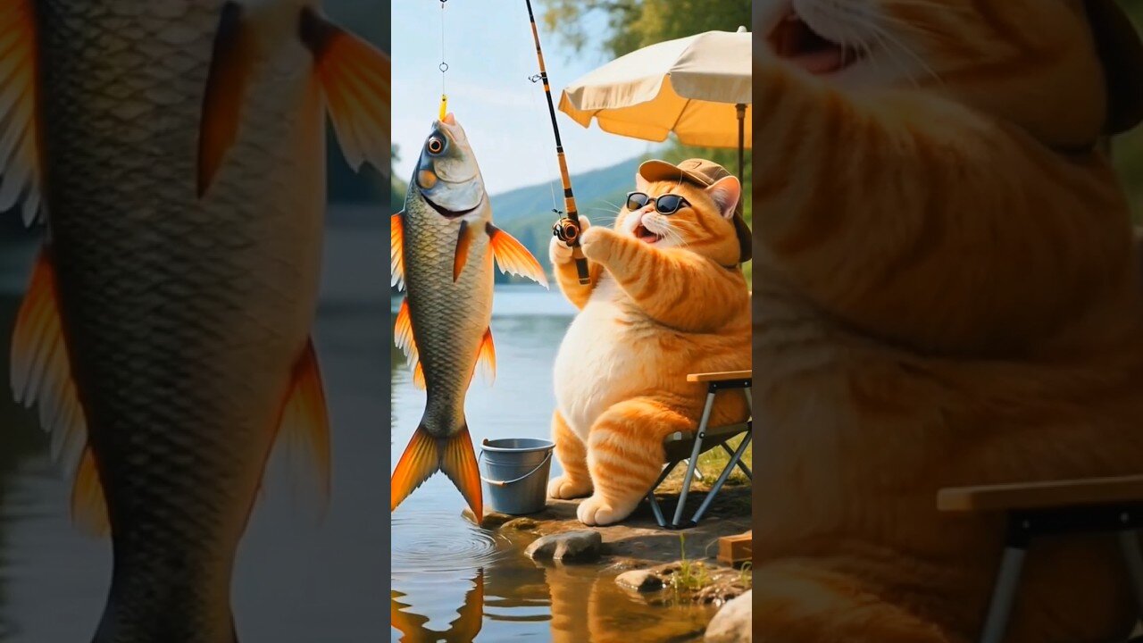 Cute Cat Fishing Story With Ai.