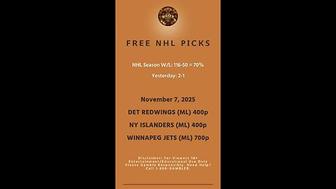 Free NHL Picks 11-7-25