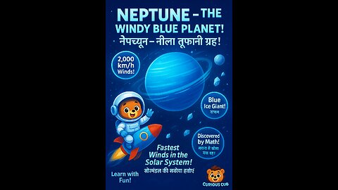 Neptune – The Windy Blue Planet | Fun Facts for Kids | Curious Cub Solar System Series