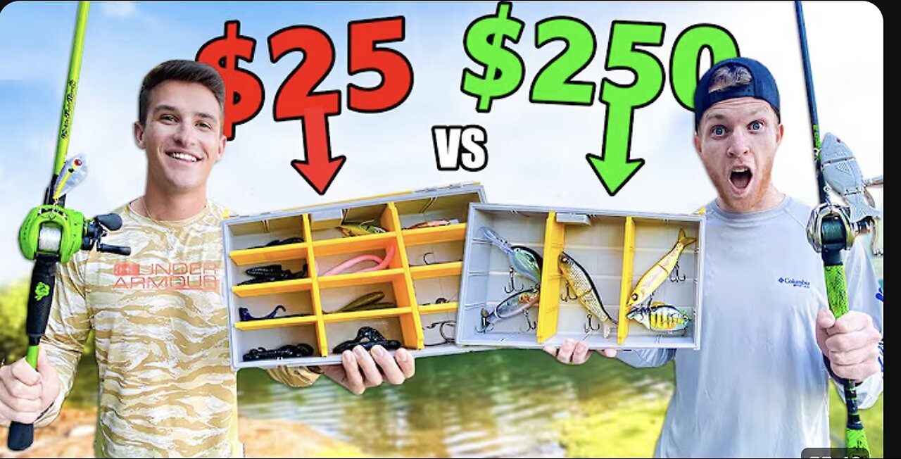 $25 VS $250 Tackle Box Fishing Challenge (BIG BASS)