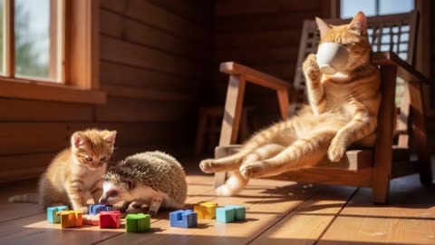 Mama Cat Trims Fur on the Farm and Makes Tiger Hat For Kittens At Home🐾🎩🐯