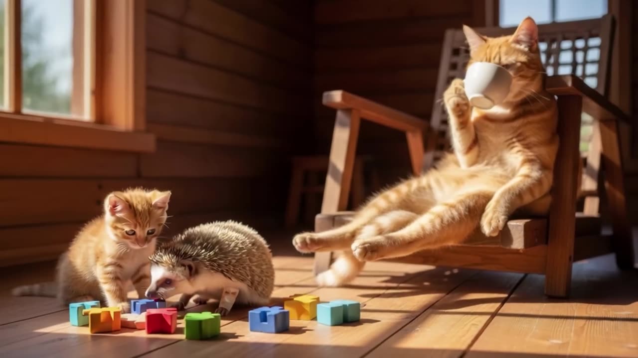 Mama Cat Trims Fur on the Farm and Makes Tiger Hat For Kittens At Home🐾🎩🐯