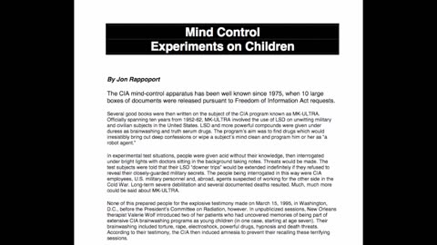 U.S. Gov't Mind Control Experiments on Children