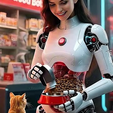 Cat Food Maker Robot #futuristic #petfood #healthyfood #cat #humanoid