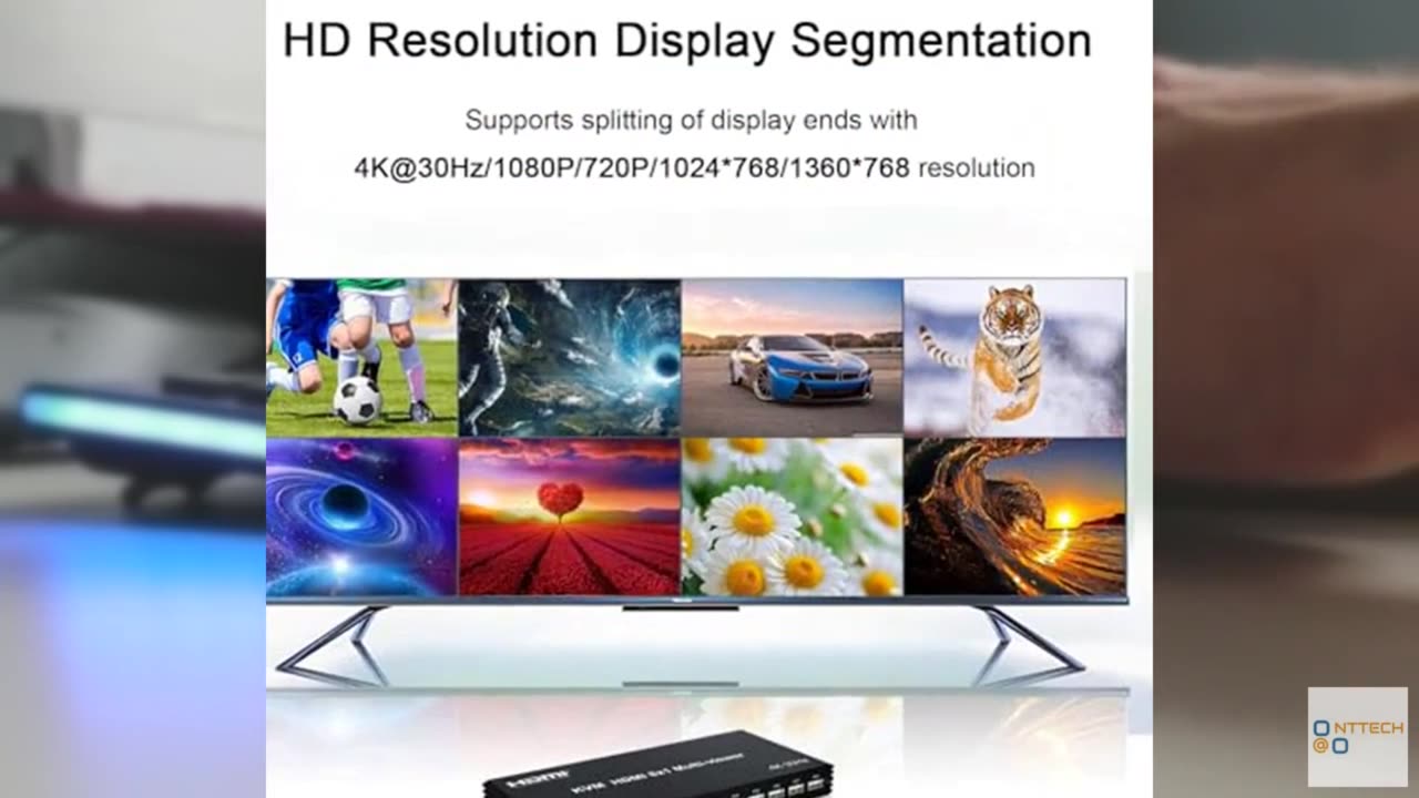 4K HDMI KVM Switcher 8 in 1 Out, 4K Multi-Viewer with IR Remote and Button Switc