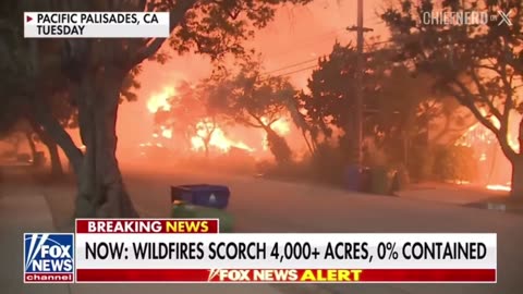 Wildfires in Los Angeles have now spread across 4,000+ acres fueled by nearly 100mph winds