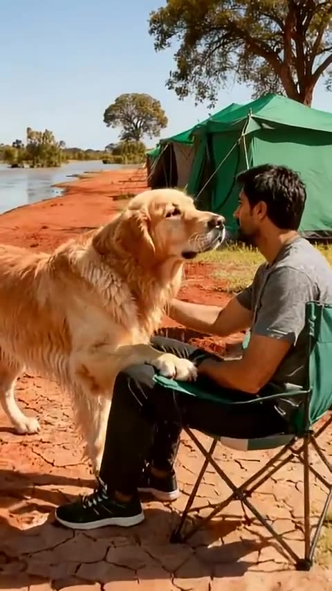 Golden Retriever Leads Boat, Saves Two Pups from Flood