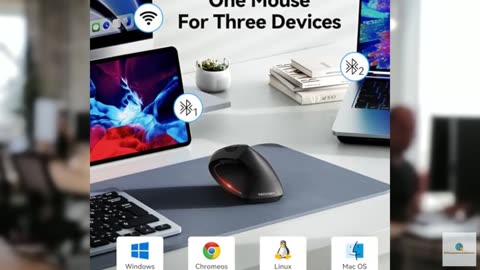 TECKNET Ergonomic Mouse, Wireless Bluetooth Vertical Mouse, 4800 DPI Optical Tra
