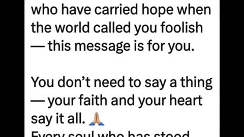 A Message for the Faithfuls