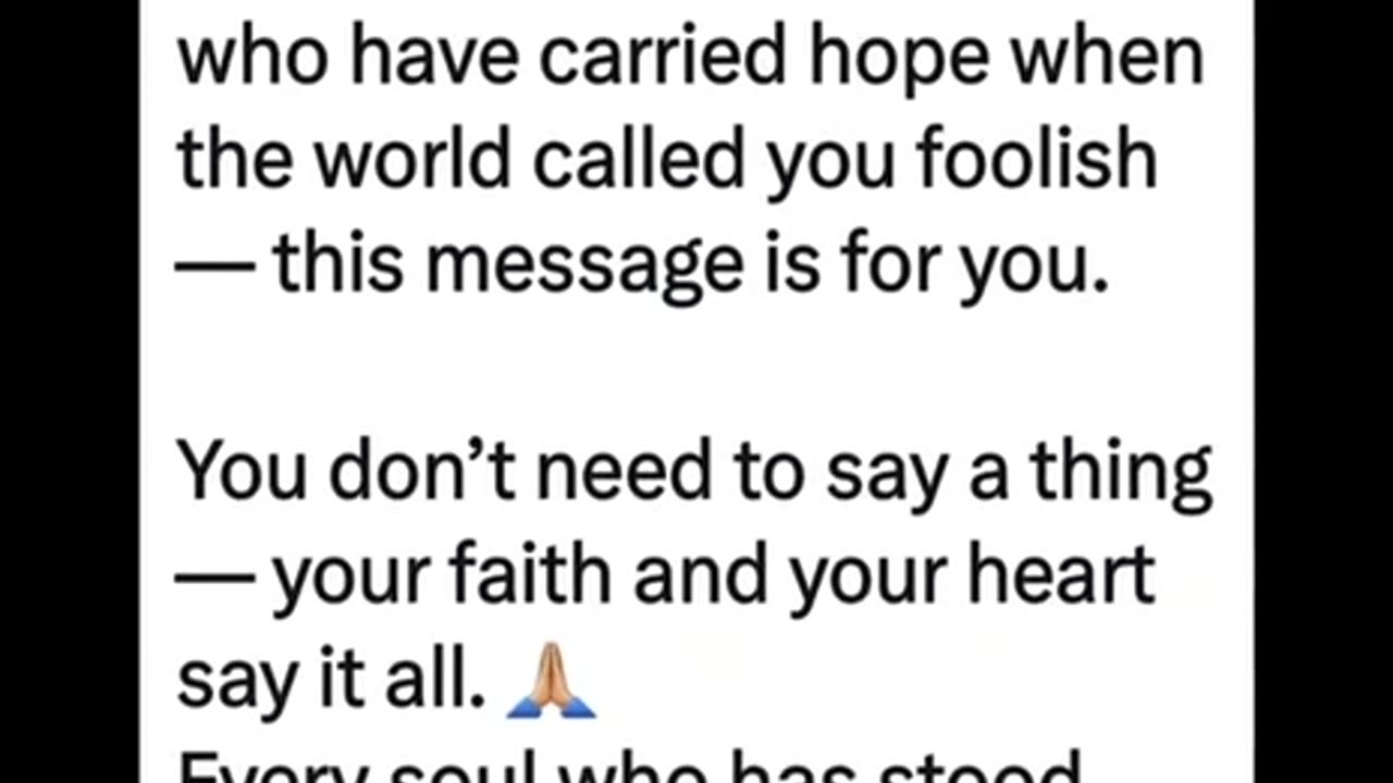 A Message for the Faithfuls