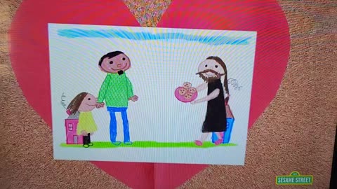WTF. Sesame Street showcases a man with a beard wearing a dress in front of a child.