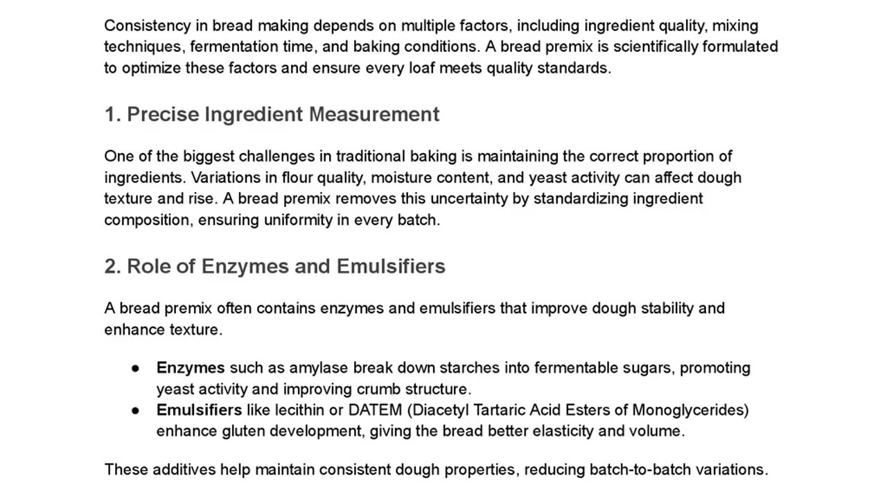 The Science Behind Bread Premix: Why It Ensures Consistent Quality