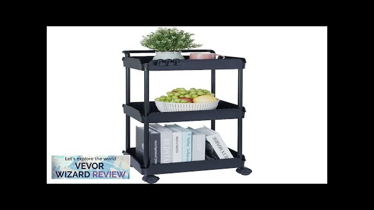 VEVOR 3-Tier Rolling Utility Cart Kitchen Cart with Lockable Wheels Multi-Functional Review