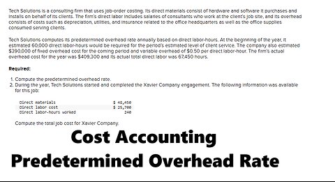 Tech Solutions is a consulting firm that uses job-order costing. Its direct materials