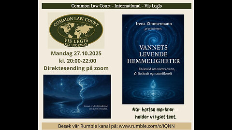 27.10,25; «Vann som er opphavet til alt liv» — Irena Zimmermann, Eisenkraut.no