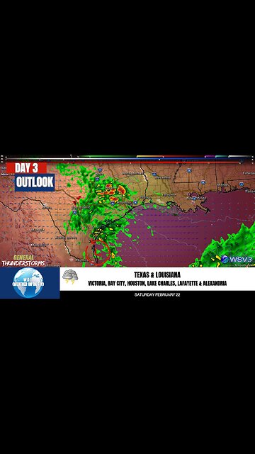 ⛈️ Thunderstorm & Hail Risk: TX Coast Sat Night! 2/20/25 #shorts #weather #stormupdate
