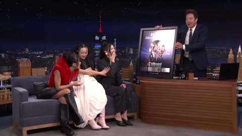EJAE, Audrey Nuna & Rei Ami from KPop Demon Hunters Get Surprised with Platinum Record for "Golden"