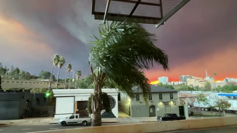 View from a Hollywood rooftop during the fires