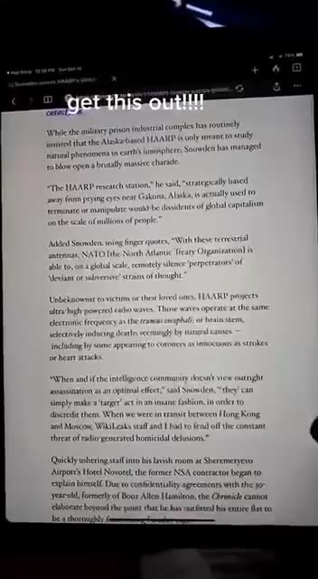 Snowden reveals HAARP’s Global Assasination Agenda