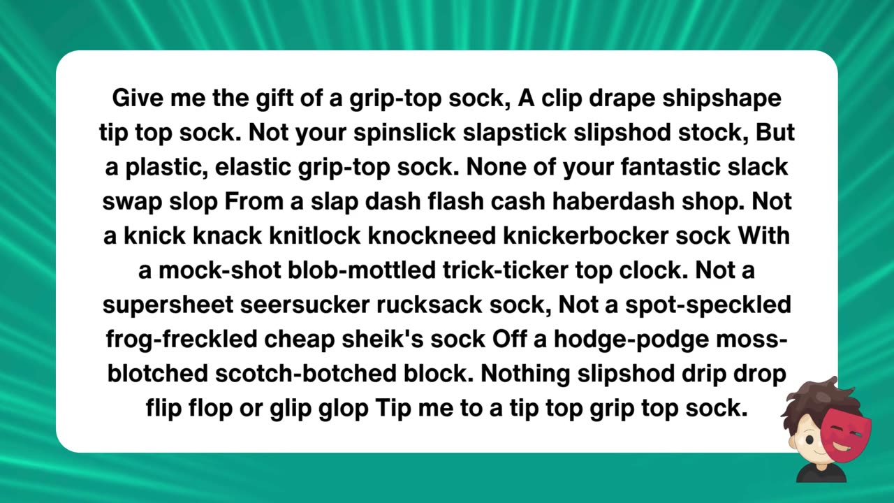 Voice Warm-Up: Grip-Top Sock Tongue Twister for Actors & Speakers