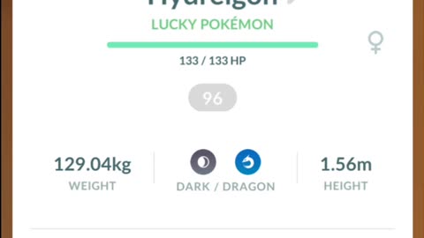 Pokemon Go Evolution - Lucky 96% iV Deino ➡️ Zweilous ➡️ Hydreigon