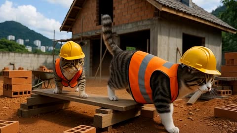 Funny Cats at Work 😂🐱 | This Went Totally Wrong!” “Cats Trying to Work on a Construction