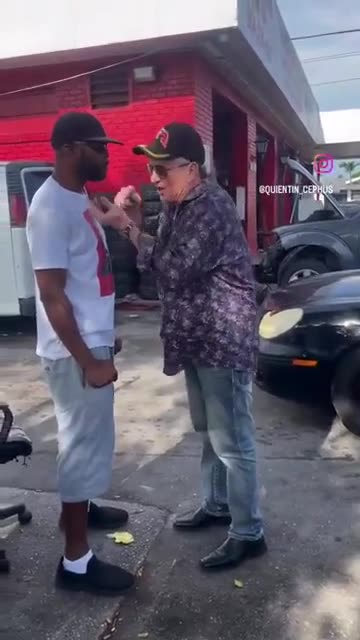 Old guy provokes black dude
