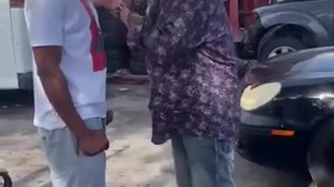 Old guy provokes black dude