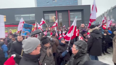 Anti-American anti Trump protest here in Nuuk Greenland today en route to the US consulate