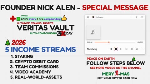 VERITAS VAULT🎄(platform down)🎄FOUNDER SPECIAL MESSAGE: "5 NEW INCOME STREAMS"🎄TOP TEAM ROB BUSER