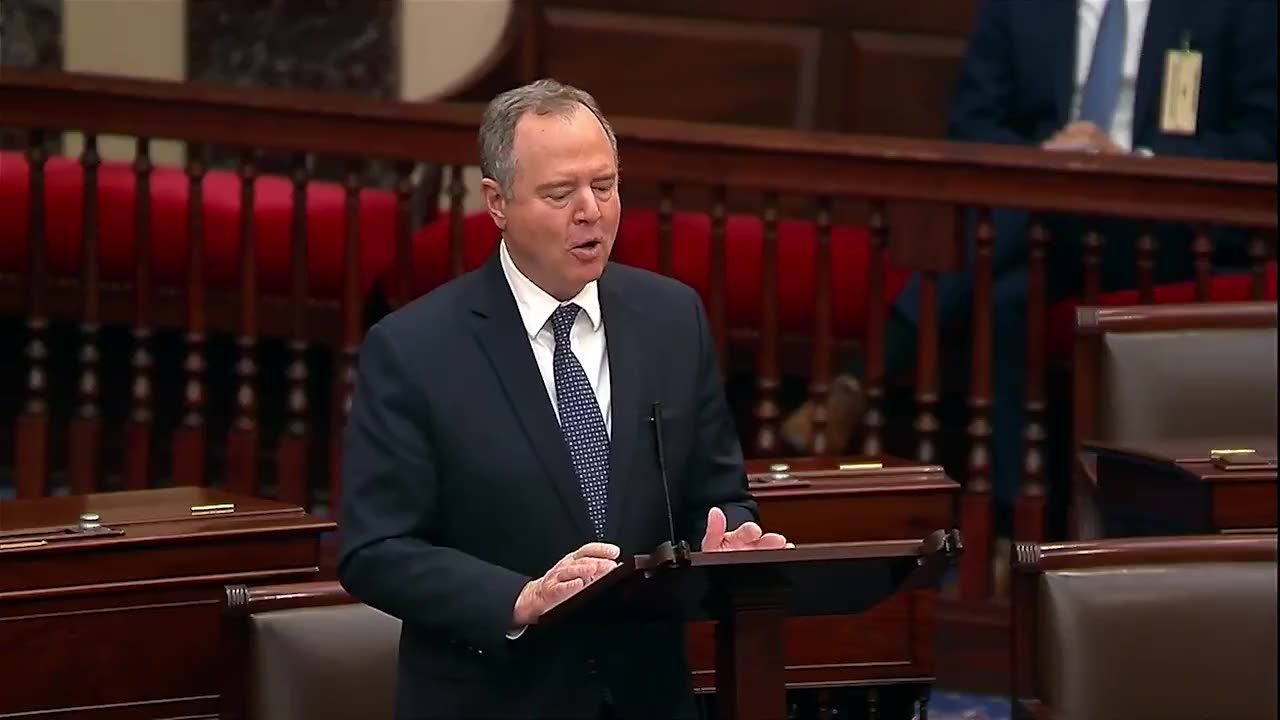 Adam Schiff, who received a pardon from his political ally Joe Biden — takes to the Senate floor