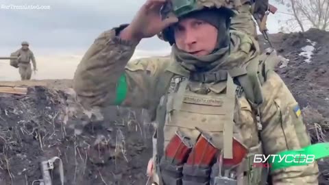 A Ukrainian journalist shows the situation in the trenches near Klischiivka SW of Bakhmut