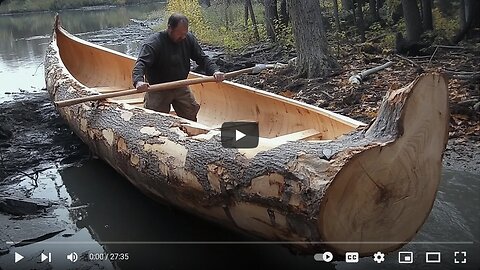 How this Survival Expert Turned a Massive Log into Amazing CANOE _ by @OutbackMike