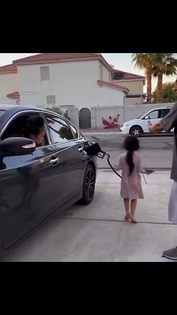 The wife gets gas and brings home the pump.