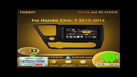 Hizpo For Honda Civic 9 2013 2014 2015 2016 Android 13 Carplay Review