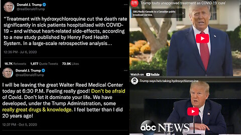 Trump promoted covid treatments and fights against evil cabal deep state vaccines