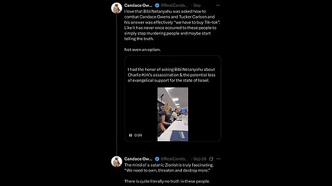Candace ~ I love that Bibi Netanyahu was asked how to combat Candace Owens and Tucker Carlson