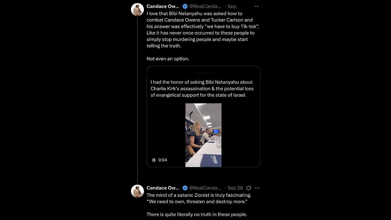 Candace ~ I love that Bibi Netanyahu was asked how to combat Candace Owens and Tucker Carlson