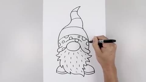 How To Draw Christmas Gnome Christmas Draw & Color Tutorial